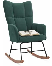 Ciemnozielony bujany fotel wypoczynkowy - Enila w sklepie Edinos.pl