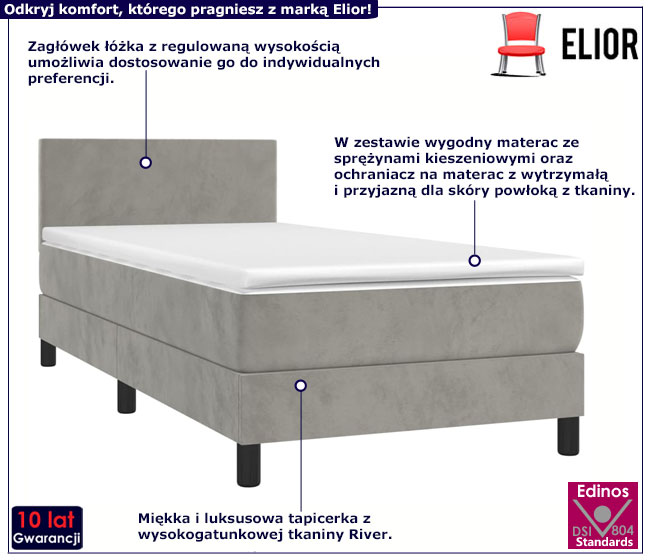 Jasnoszare łóżko Lisila 3X