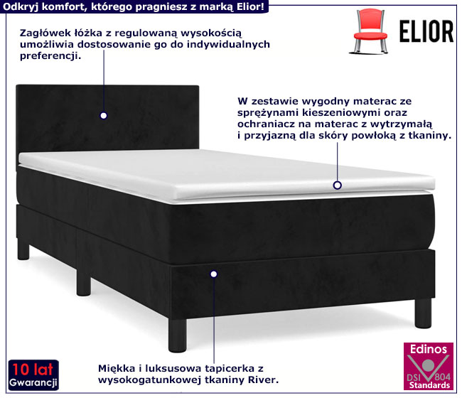 Czarne łóżko Lisila 3X