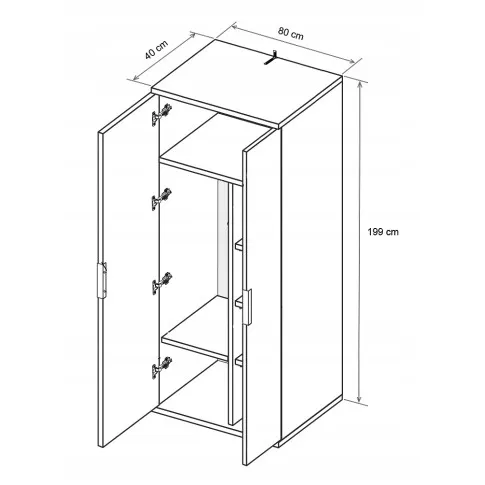 Wymiary szafy dwudrzwiowej Invesa 10X