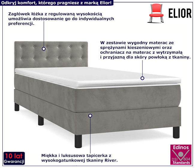 Jasnoszare łóżko Lisila 4X