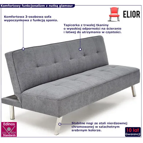 Fotografia Popielata 3-osobowa sofa rozkładana - ZESTAW z kategorii Kanapy i sofy