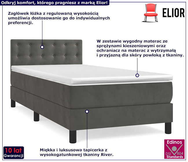 Ciemnoszare łóżko Lisila 4X