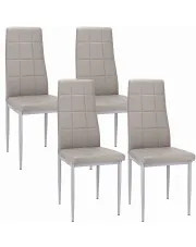 Komplet 4 szarych krzeseł ze skóry ekologicznej - Antamis w sklepie Edinos.pl