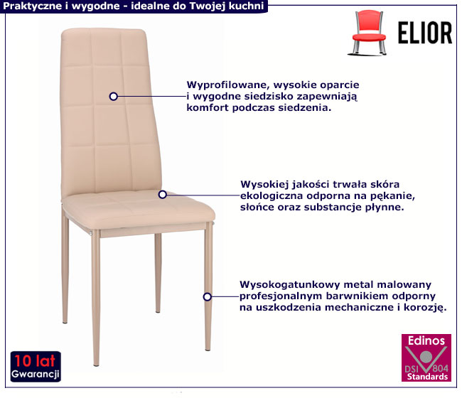 Zestaw 4 beżowych krzeseł tapicerowanych Antamis