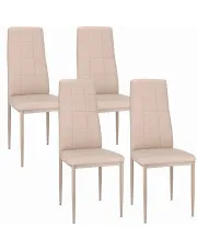 Komplet 4 beżowych krzeseł z ekoskóry - Antamis w sklepie Edinos.pl