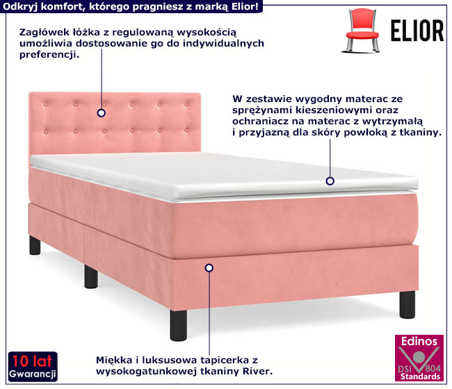 Różówe łóżko Lisila 4X