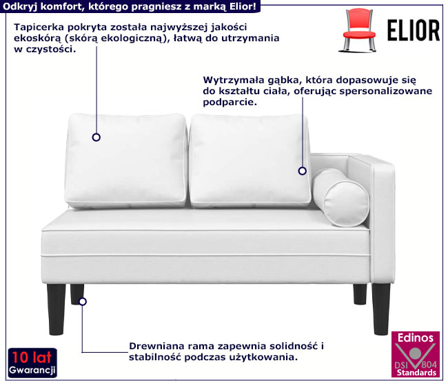 Biały szezlong Elenor 