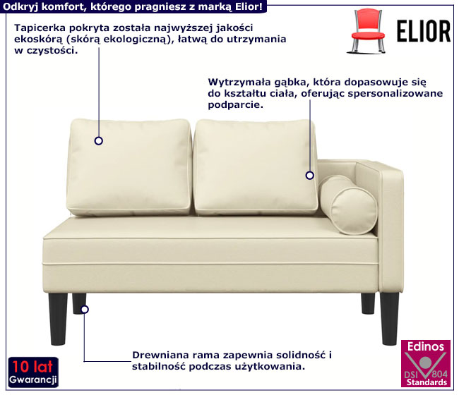 Kremowy szezlong Elenor 