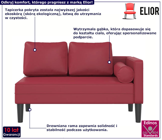 Czerwony szezlong Elenor 