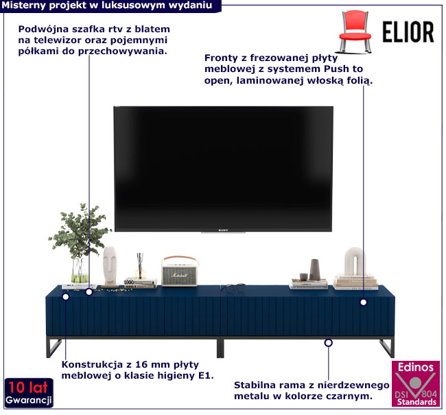 Zestaw 2 granatowych szafek RTV do salonu loft Irving 12X