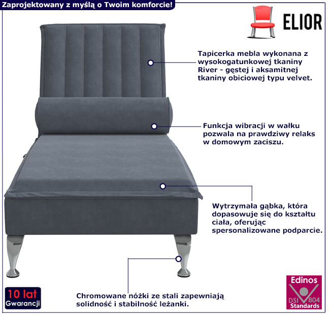 Ciemnoszary szezlong Beluso 3X