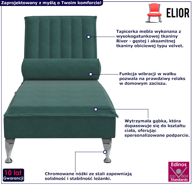 Zielony szezlong Beluso 3X