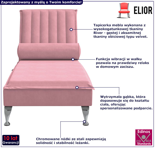 Różowy szezlong Beluso 3X