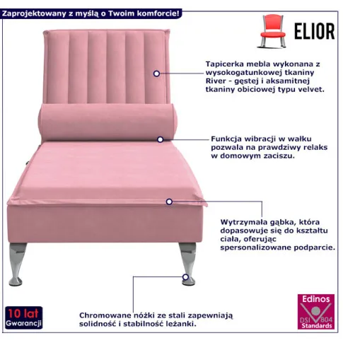 Różowy szezlong z opcją masażu Refrix 3X