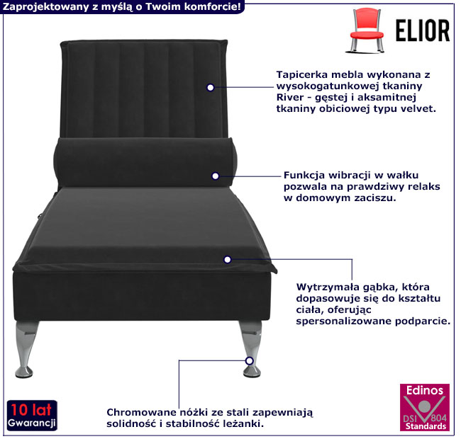 Czarny szezlong Beluso 3X