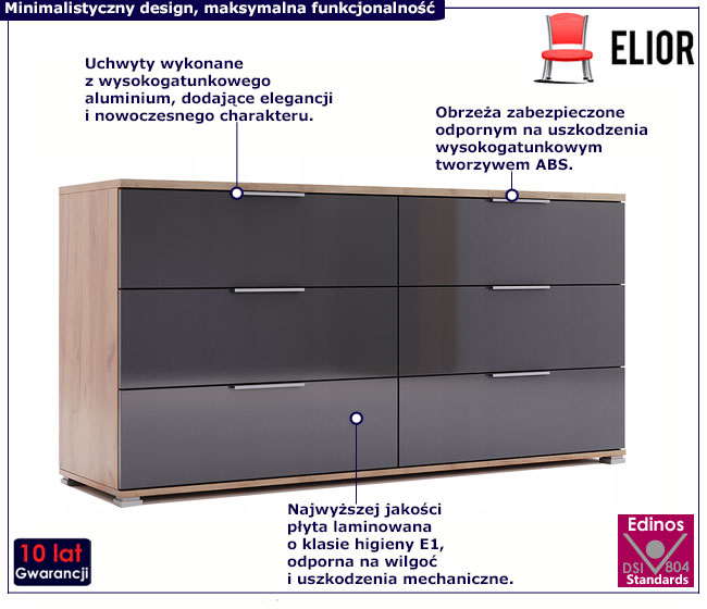 Nowoczesna komoda z szufladami Invisa 20X