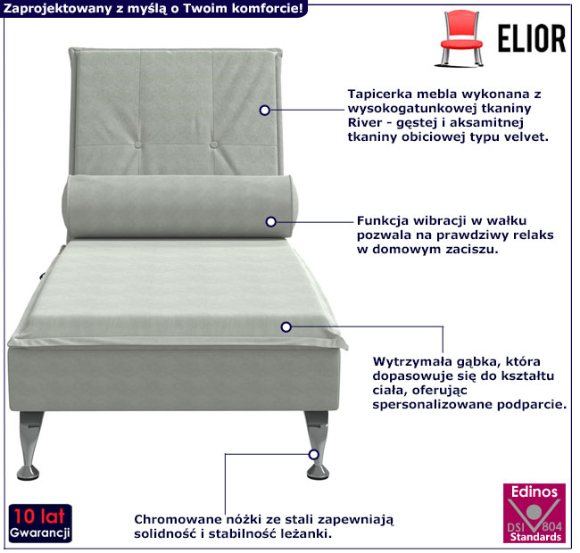 Jasnoszary szezlong Beluso 4X