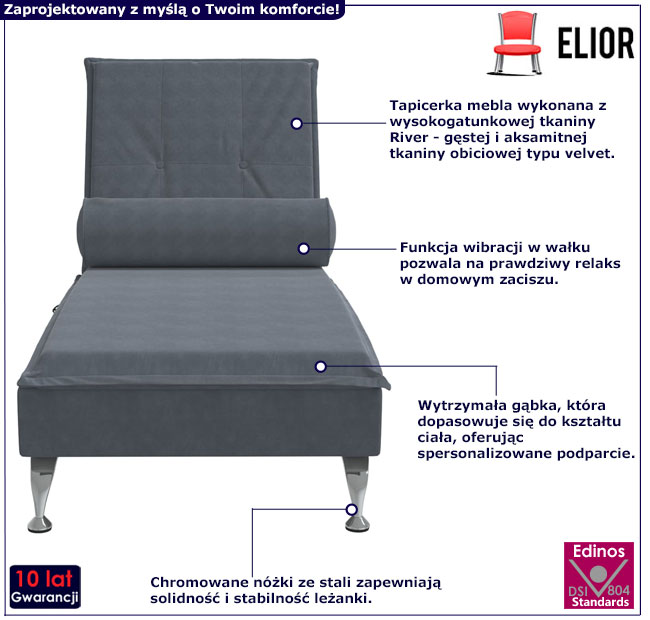 Ciemnoszary szezlong Beluso 4X