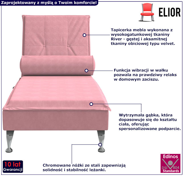 Różowy szezlong Beluso 4X