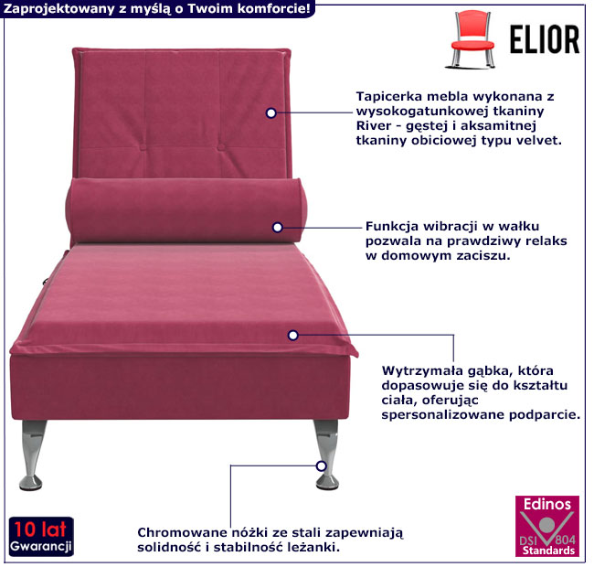 Czerwony szezlong Beluso 4X