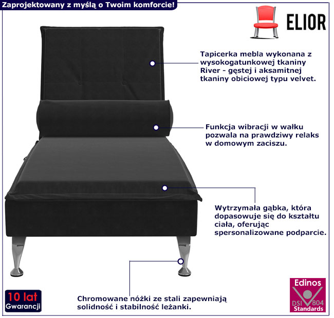 Czarny szezlong Beluso 4X