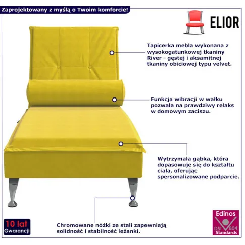 Żółty szezlong z opcją masażu do salonu Refrix 4X