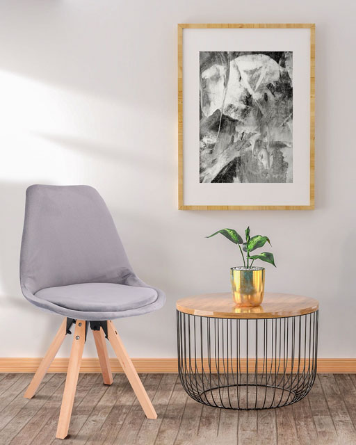 Szare skandynawskie krzesło na drewnianych nogach Timar