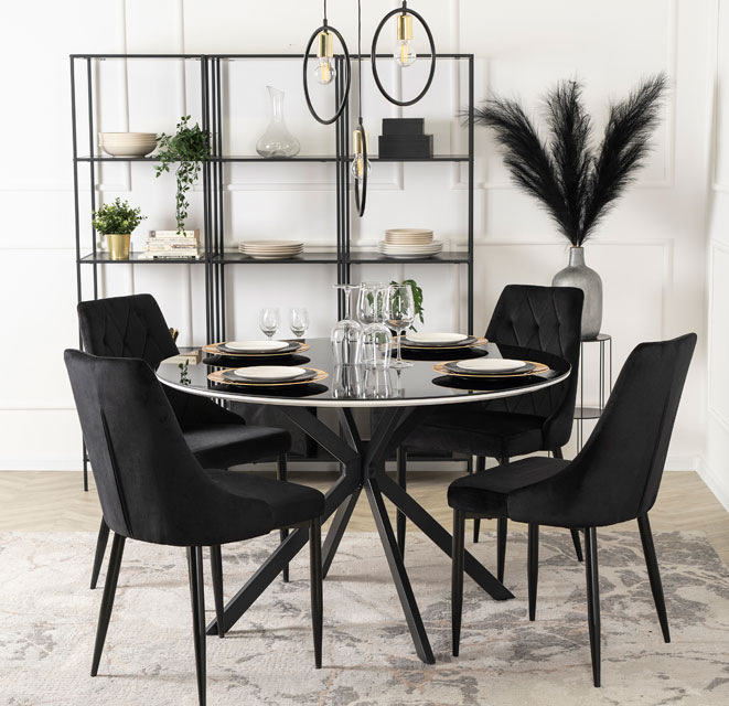 Okrągły stół ze szklanym blatem do salonu Nivis