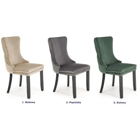 Szczegółowe zdjęcie nr 4 produktu Zielone stylowe krzesło drewniane w stylu glamour - Esten
