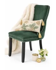 Zielone stylowe krzesło drewniane w stylu glamour - Knobby w sklepie Edinos.pl