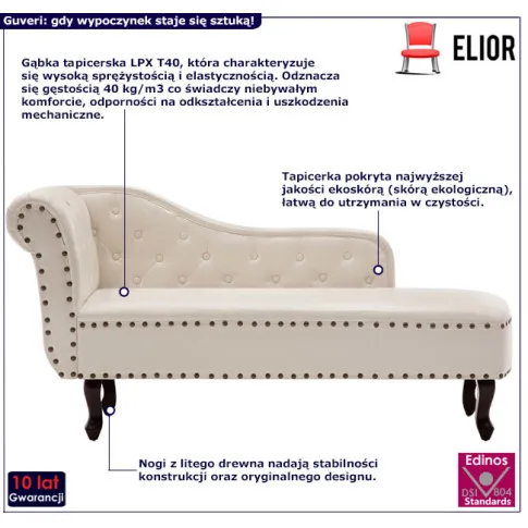 Szezlong w stylu chesterfield Guveri kolor biały