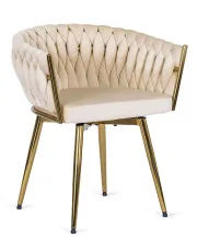 Kremowe stylowe krzesło obrotowe do salonu - Culit w sklepie Edinos.pl