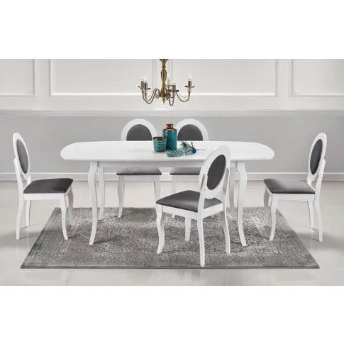 Szczegółowe zdjęcie nr 4 produktu Białe stylowe krzesło drewniane medalion - Serta