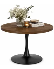 Okrągły stół loft na jednej nodze w kolorze orzech - Adorino w sklepie Edinos.pl