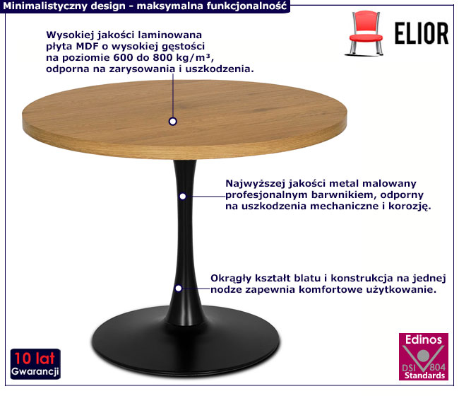 Okrągły stół na jednej nodze dąb złoty Adorino