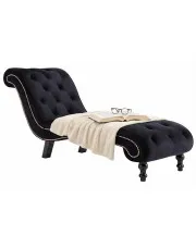 Pikowany czarny szezlong w stylu ludwikowskim - Ewepa 3X w sklepie Edinos.pl