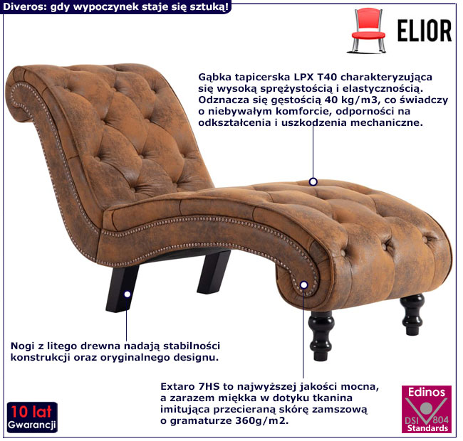 Brązowy szezlong Ewepa 4X