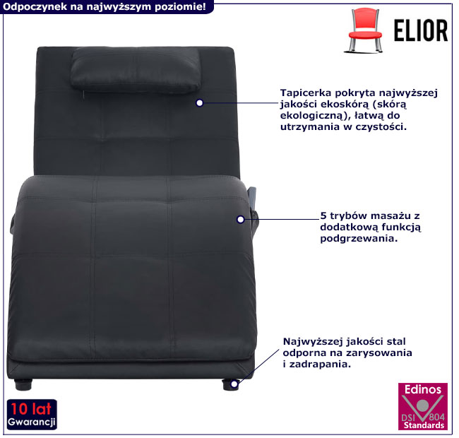 Czarny szezlong Leah 3X