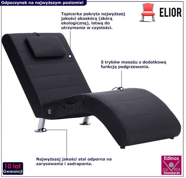 Czarny szezlong Leah 4X