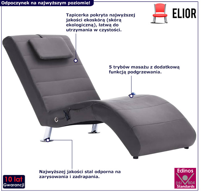 Szary szezlong Leah 4X