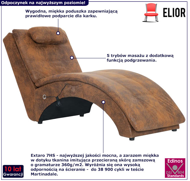 Brązowy szezlong Leah 5X