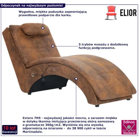 Brązowa masująca leżanka z poduszką Oversi 5X