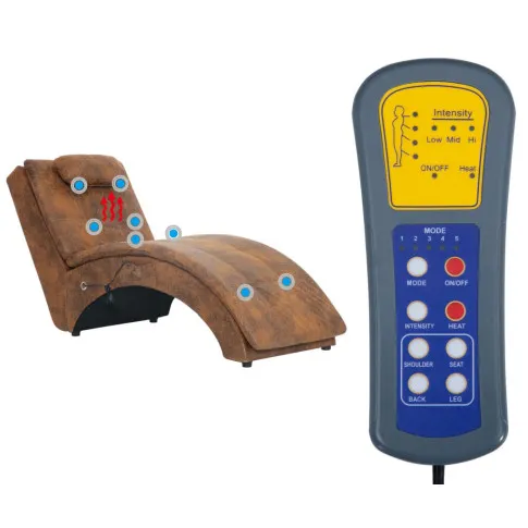 Brązowy masujący szezlong z pilotem Oversi 5X