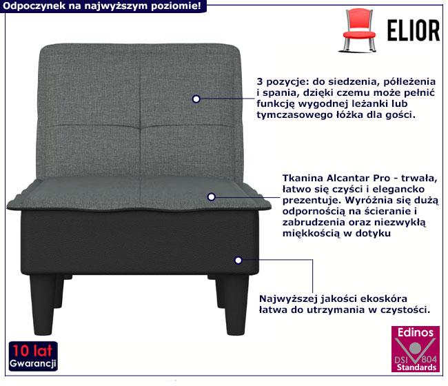 Ciemnoszary szezlong Lacuna 