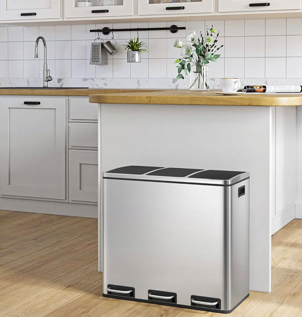 Wizualizacja wykorzystanie srebrnego kosza na odpady Sefilo