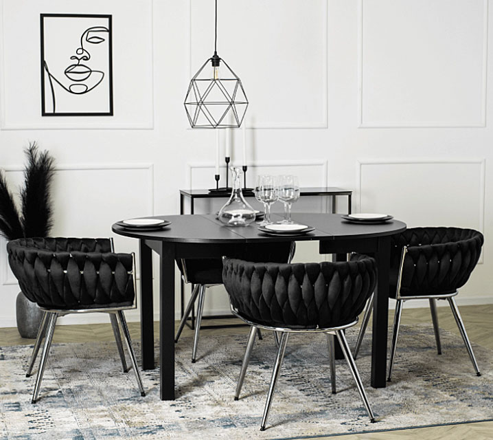 Czarny okrągły stół kuchenny Uneza