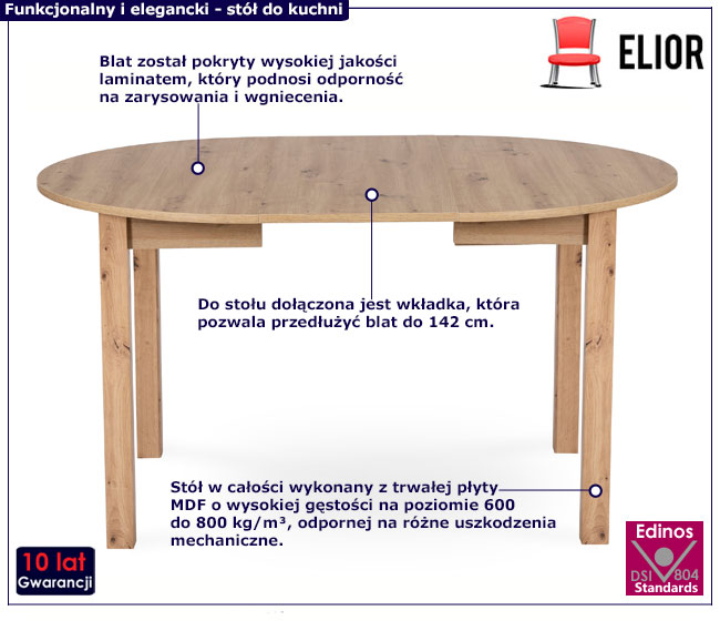 Okrągły rozkładany stół Uneza dąb riviera