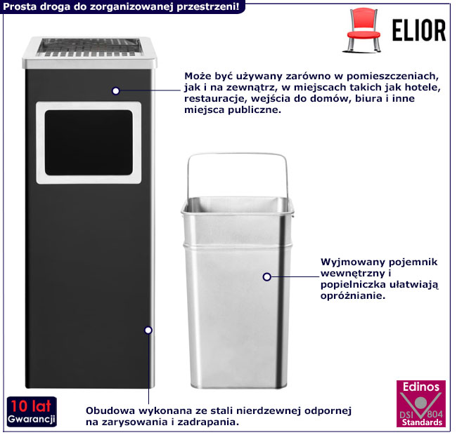 Kosz na śmieci Konwalia 3X czarny