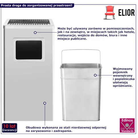 Czarny kosz na śmieci 45L Pylios 4X